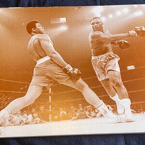 Mohamed Ali Boxing Champion Sepia Photograph 14" x 11" Poster Joe Frazier 1971